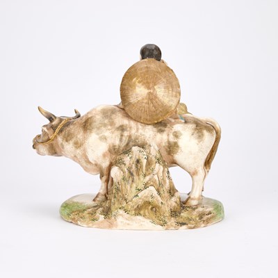 Lot AN UNUSUAL SATSUMA POTTERY FIGURE, MEIJI PERIOD