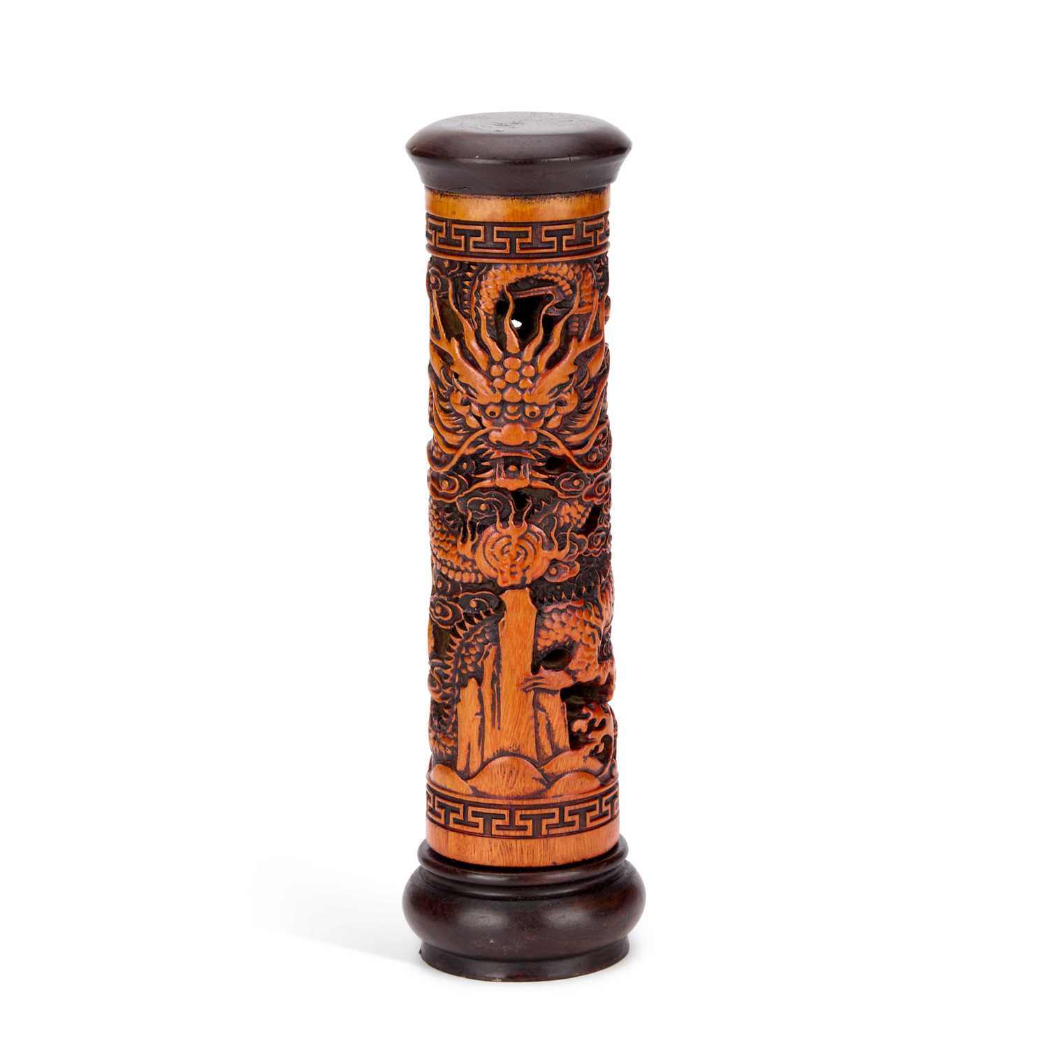 Lot A CHINESE CARVED BAMBOO INCENSE BURNER