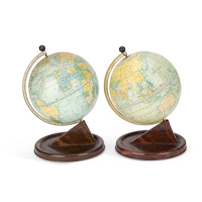 Lot 803 - A PAIR OF METAL GLOBES, 20TH CENTURY