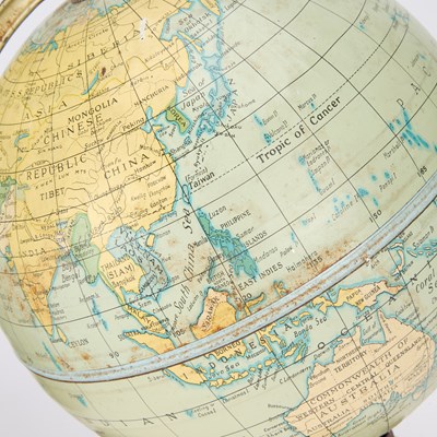 Lot A PAIR OF METAL GLOBES, 20TH CENTURY