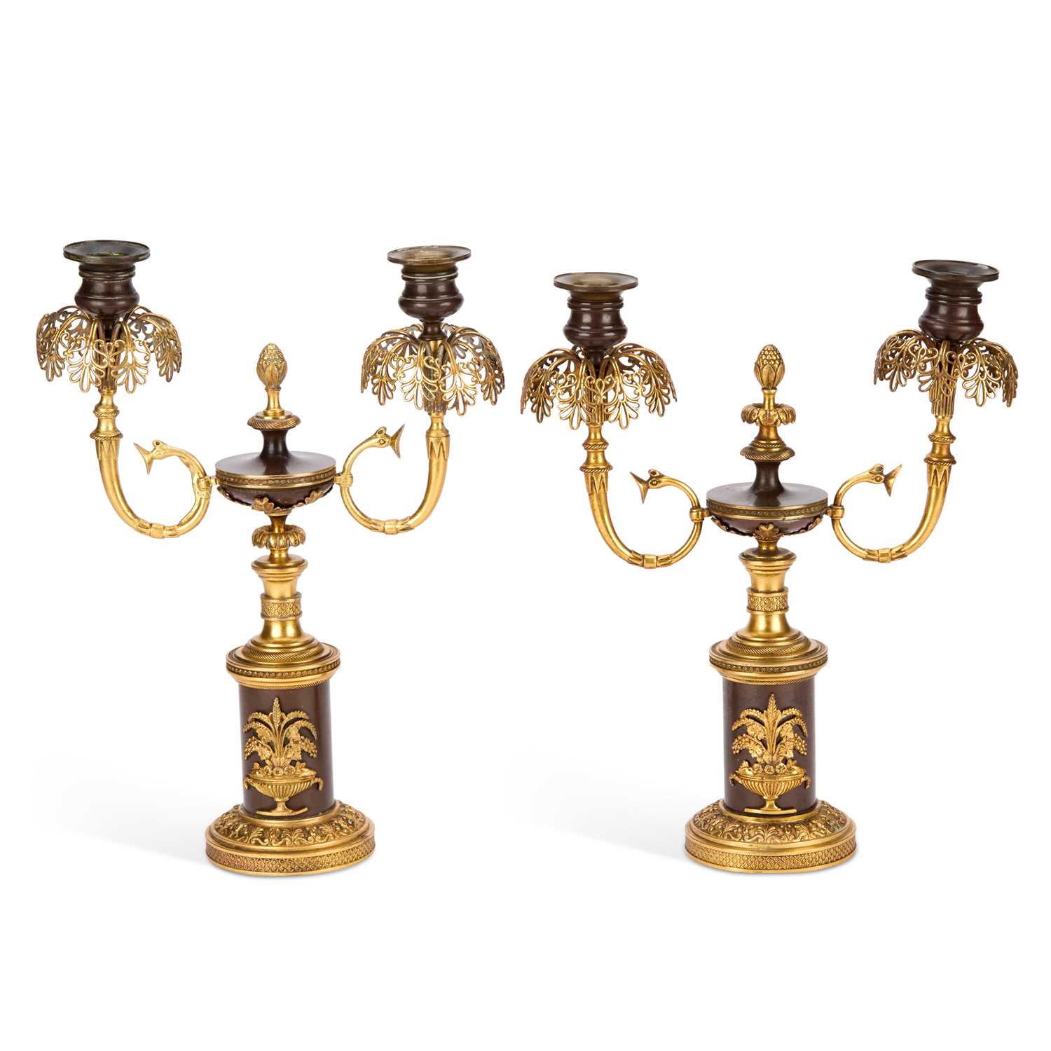 Lot A PAIR OF FRENCH GILT-BRONZE CANDLEABRA, 19TH CENTURY