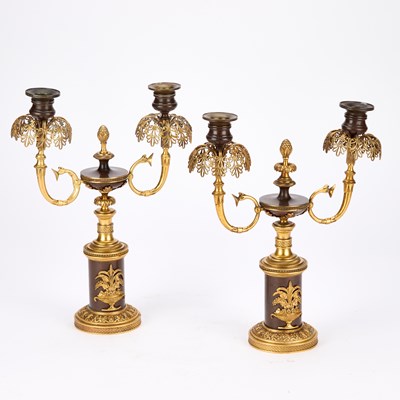 Lot A PAIR OF FRENCH GILT-BRONZE CANDLEABRA, 19TH CENTURY