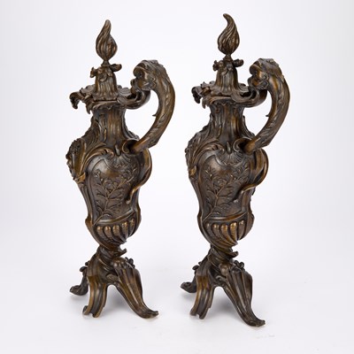 Lot A PAIR OF FRENCH BRONZE EWERS, 19TH CENTURY