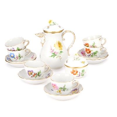 Lot 102 - A MEISSEN PORCELAIN PART COFFEE SET, C.1900