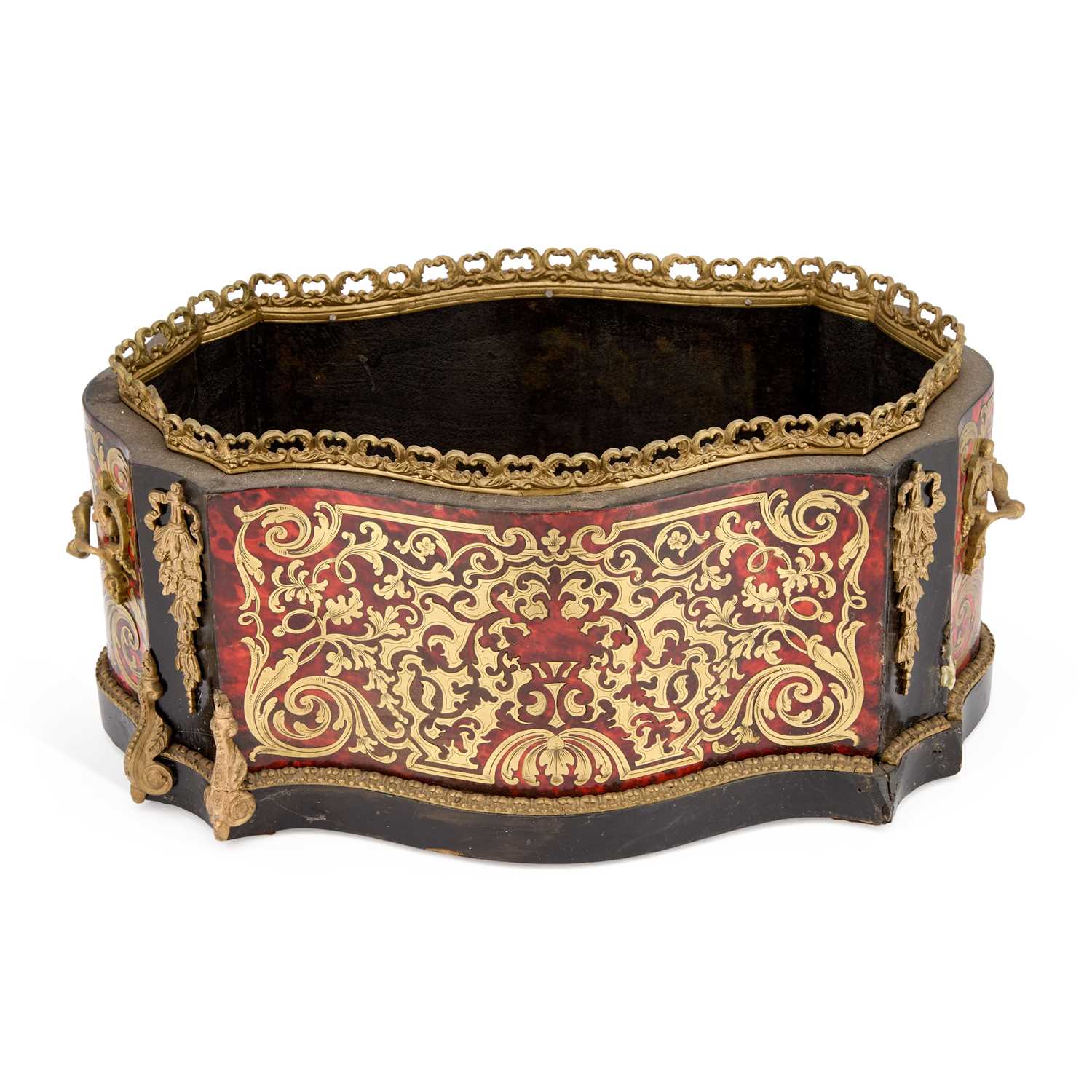 Lot A 19TH CENTURY TORTOISESHELL, BRASS AND GILT-METAL MOUNTED 'BOULLE' JARDINIÈRE