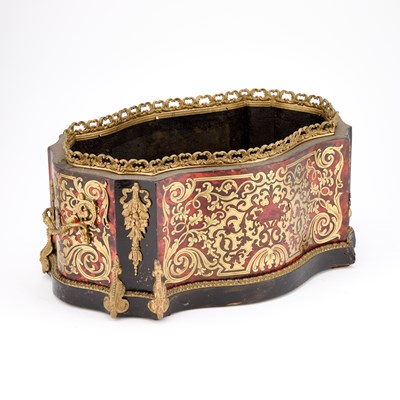 Lot A 19TH CENTURY TORTOISESHELL, BRASS AND GILT-METAL MOUNTED 'BOULLE' JARDINIÈRE