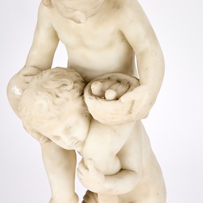 Lot AN ITALIAN MARBLE FIGURE GROUP, 19TH CENTURY