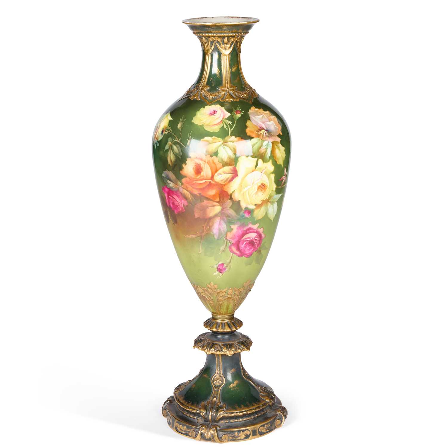 Lot A LARGE 19TH CENTURY POTTERY BALUSTER VASE
