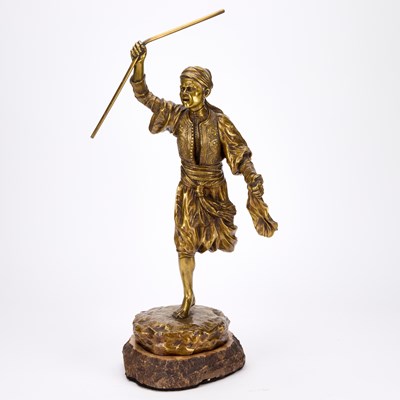 Lot AN AUSTRIAN BRONZE FIGURE OF AN ARAB, T.CURTS, C.1900