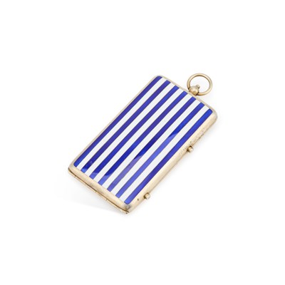 Lot 367 - A SILVER AND ENAMEL MINAUDIÈRE OR VANITY CASE