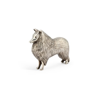 Lot 343 - AN ELIZABETH II SILVER MODEL OF A ROUGH COLLIE DOG