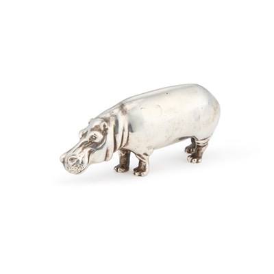Lot 342 - AN ELIZABETH II SILVER MODEL OF A HIPPO
