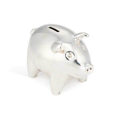 Lot 344 - A LARGE ELIZABETH II SILVER NOVELTY MONEY BOX