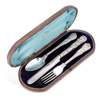 Lot 453 - A CASED SET OF VICTORIAN CUTLERY