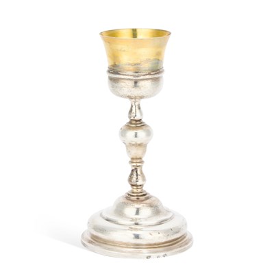 Lot 305 - A 19TH CENTURY CONTINENTAL PARCEL-GILT SILVER CHALICE
