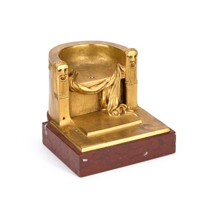 Lot 840 - A GERMAN GILT BRONZE CLASSICAL THRONE SCULPTURE ON MARBLE BASE