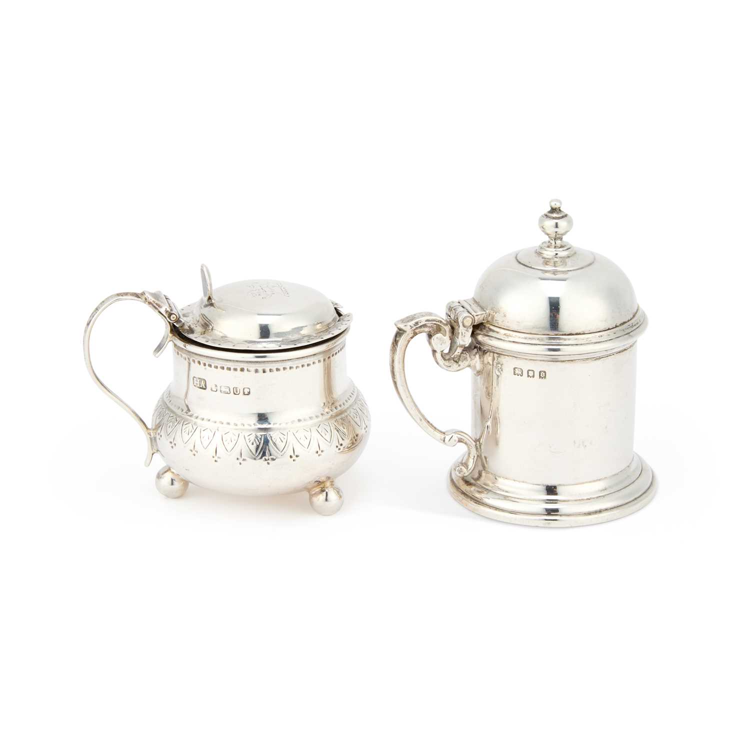 Lot TWO SILVER MUSTARD POTS