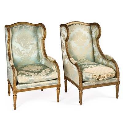 Lot 991 - A PAIR OF LOUIS XVI STYLE BERGÈRES
