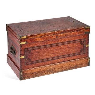 Lot 1000 - A 19TH CENTURY BRASS-MOUNTED HARDWOOD CHEST
