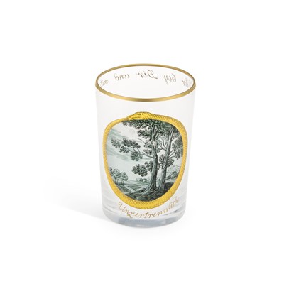 Lot 79 - A 19TH CENTURY GERMAN ENAMELLED GLASS BEAKER