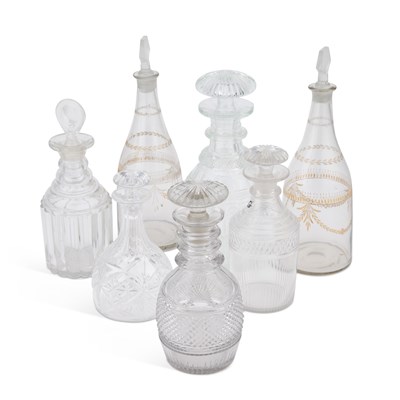 Lot 67 - A PAIR OF GEORGIAN GLASS DECANTERS
