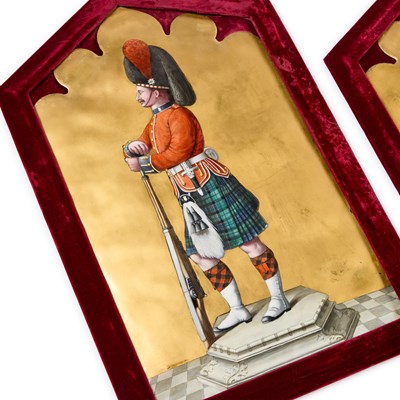 Lot A RARE SET OF FOUR ENAMEL MILITARY PLAQUES, 19TH CENTURY