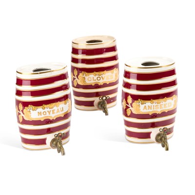 Lot 143 - A SET OF THREE SMALL SPIRIT FLASKS, C.1850