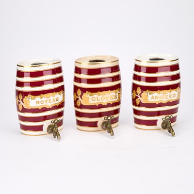 Lot A SET OF THREE SMALL SPIRIT FLASKS, C.1850