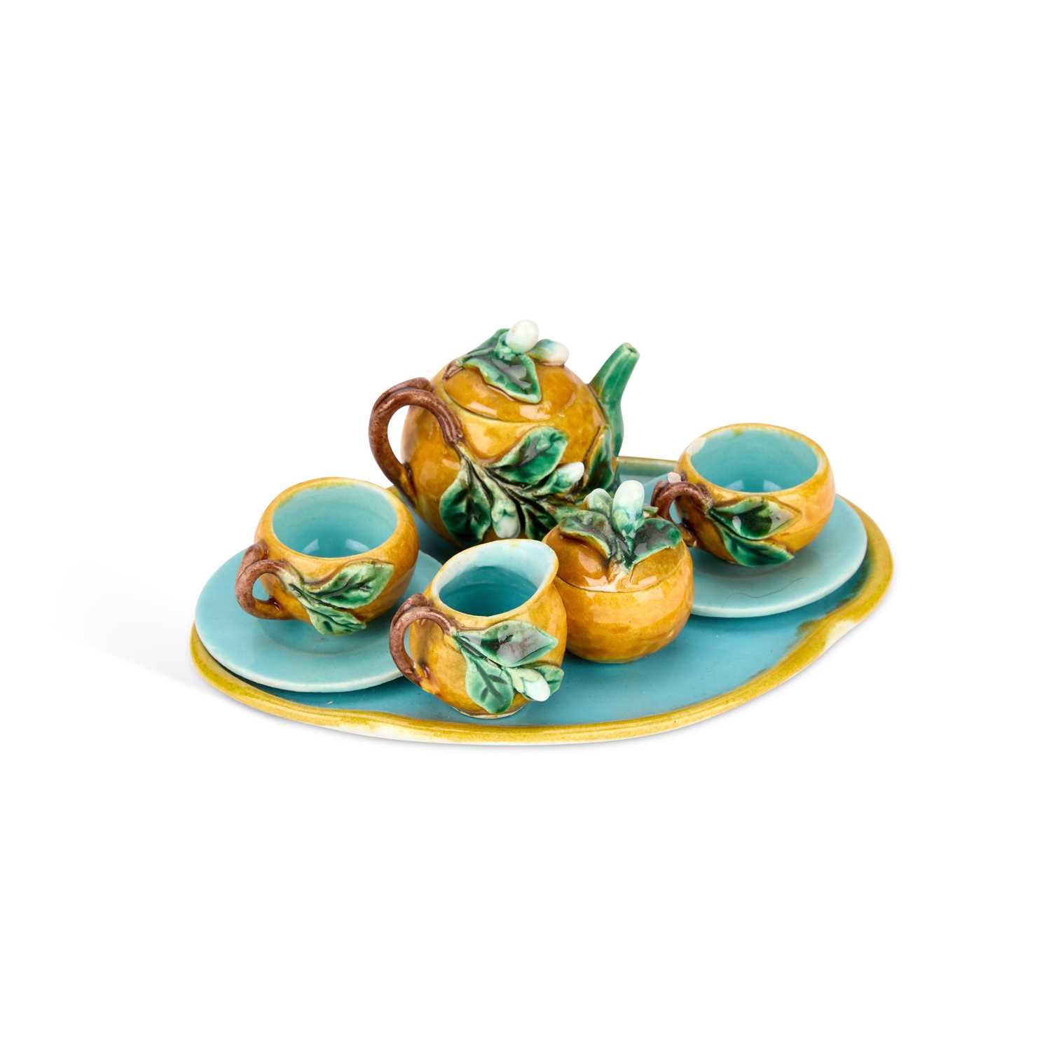 Lot A FRENCH MAJOLICA MINIATURE CABARET SET, C.1880