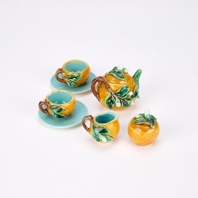 Lot A FRENCH MAJOLICA MINIATURE CABARET SET, C.1880