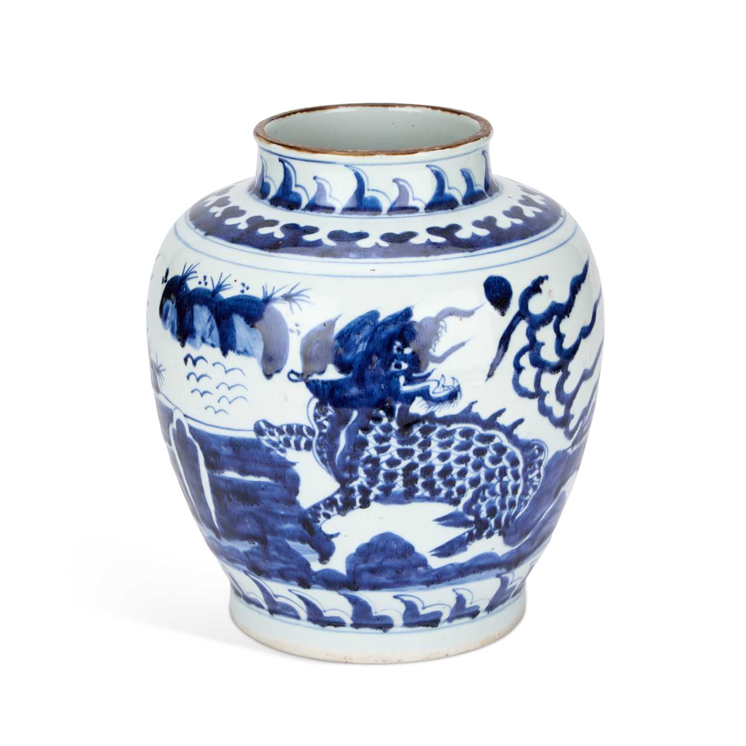 Lot A CHINESE BLUE AND WHITE PORCELAIN JAR