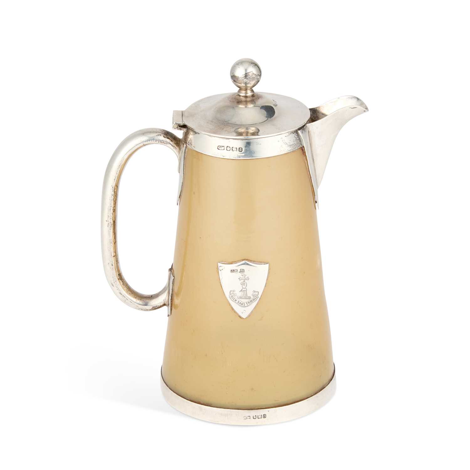 Lot A LATE VICTORIAN SILVER-MOUNTED HORN JUG