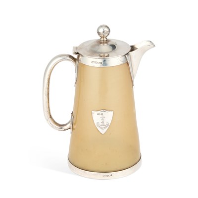 Lot 434 - A LATE VICTORIAN SILVER-MOUNTED HORN JUG