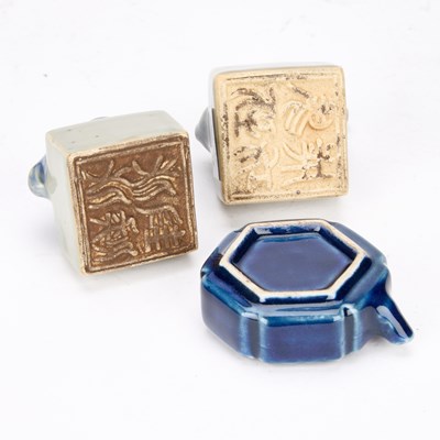 Lot THREE CHINESE WATER DROPPERS