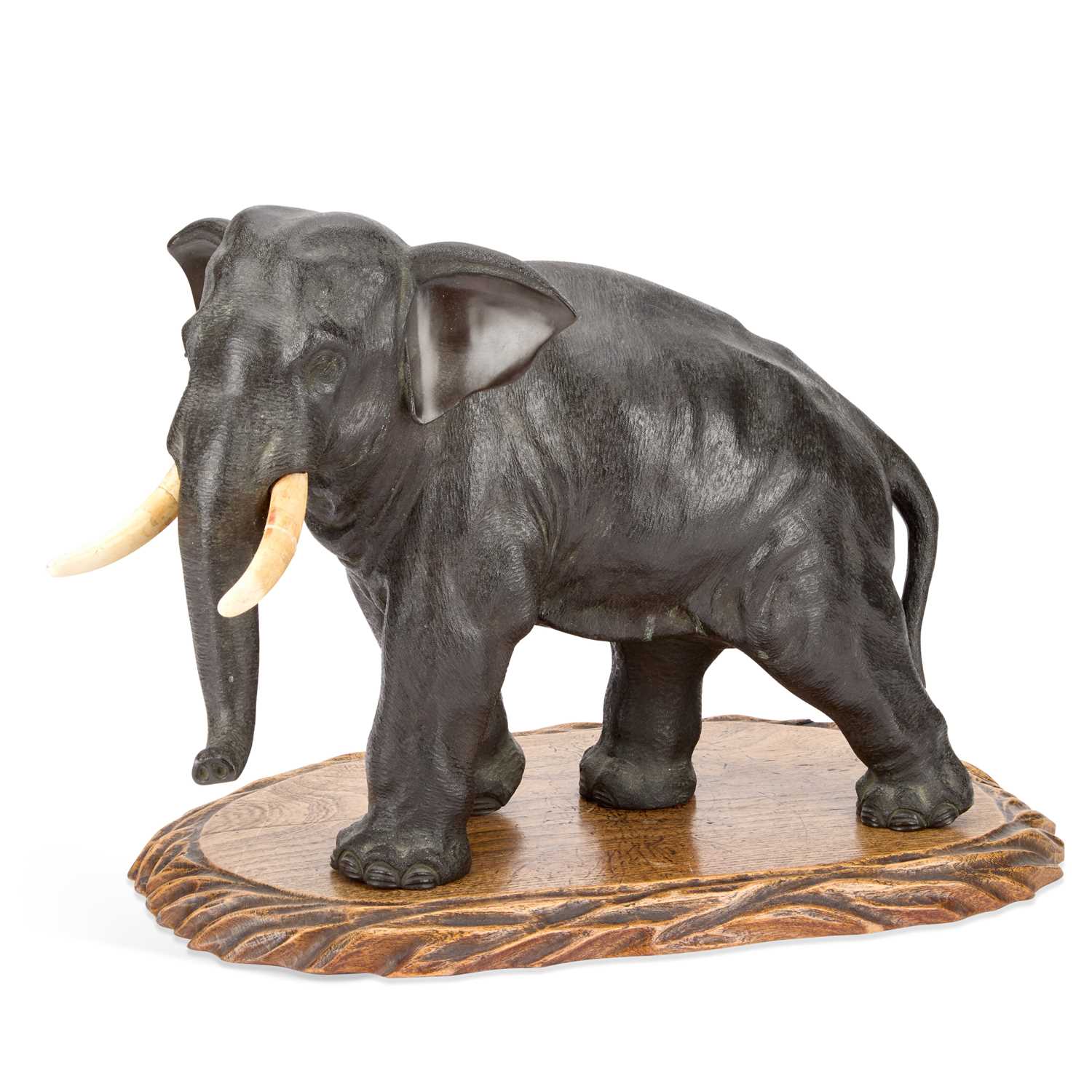 Lot A LARGE JAPANESE BRONZE MODEL OF AN ELEPHANT