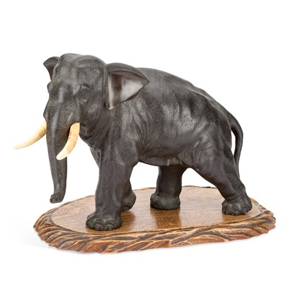 Lot 585 - A LARGE JAPANESE BRONZE MODEL OF AN ELEPHANT