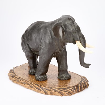 Lot A LARGE JAPANESE BRONZE MODEL OF AN ELEPHANT