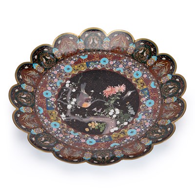 Lot 586 - A LARGE JAPANESE CLOISONNÉ PLAQUE, MEIJI PERIOD