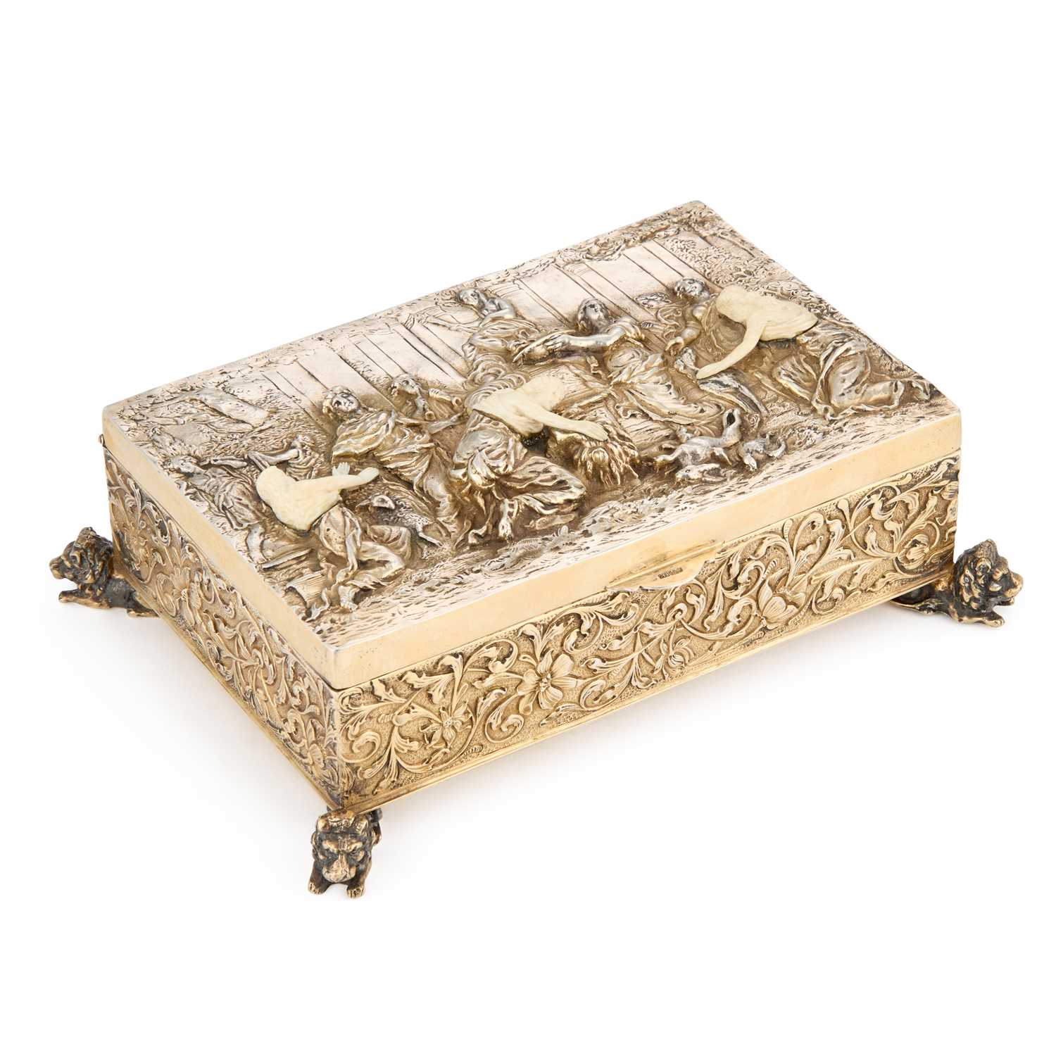 Lot A FINE GERMAN SILVER-GILT AND IVORY CASKET