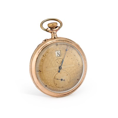 Lot 636 - A GOLD PLATED JUMP HOUR POCKET WATCH