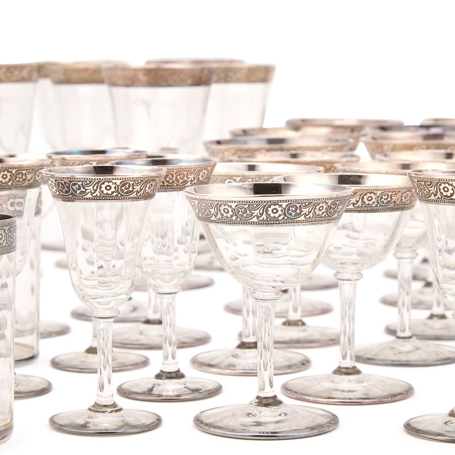 Lot A COLLECTION OF AMERICAN SILVER OVERLAID DRINKING GLASSES