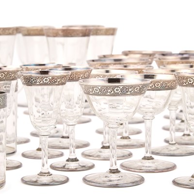 Lot 70 - A COLLECTION OF AMERICAN SILVER OVERLAID DRINKING GLASSES