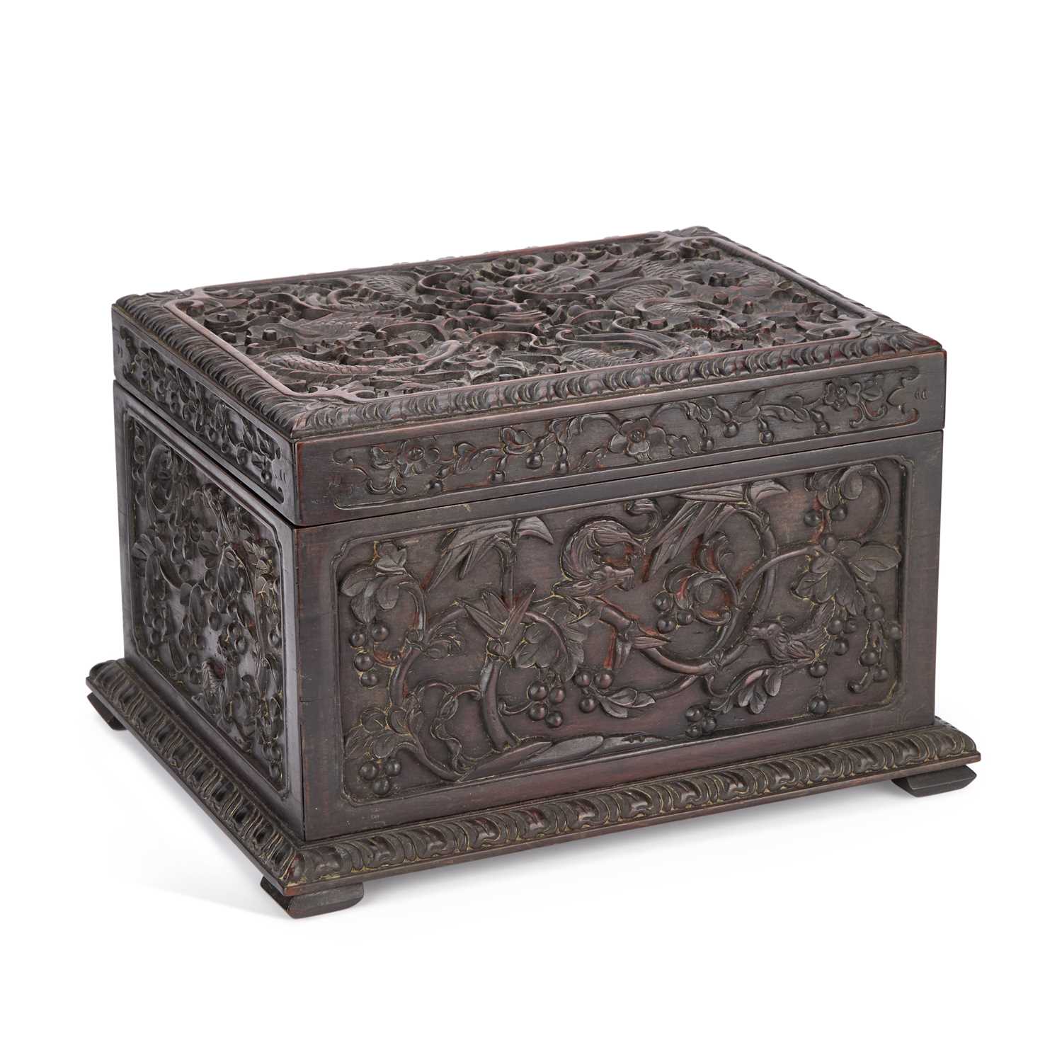 Lot A GOOD CHINESE CARVED HARDWOOD TEA CHEST