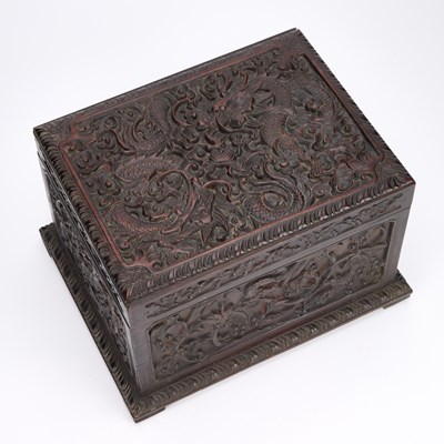 Lot A GOOD CHINESE CARVED HARDWOOD TEA CHEST