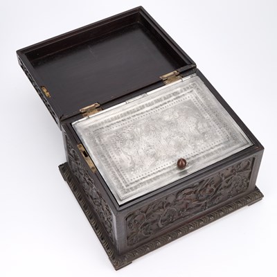Lot A GOOD CHINESE CARVED HARDWOOD TEA CHEST