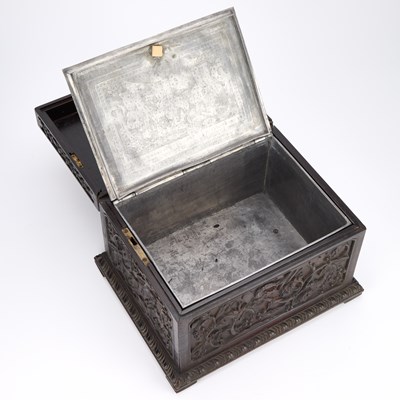 Lot A GOOD CHINESE CARVED HARDWOOD TEA CHEST