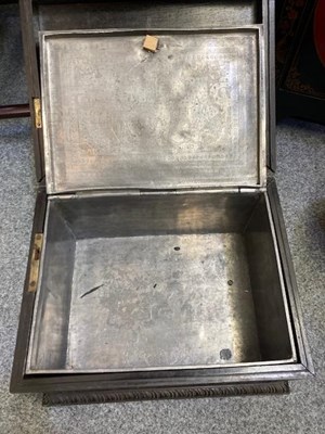 Lot A GOOD CHINESE CARVED HARDWOOD TEA CHEST