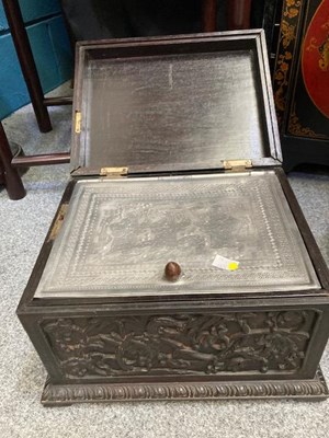 Lot A GOOD CHINESE CARVED HARDWOOD TEA CHEST