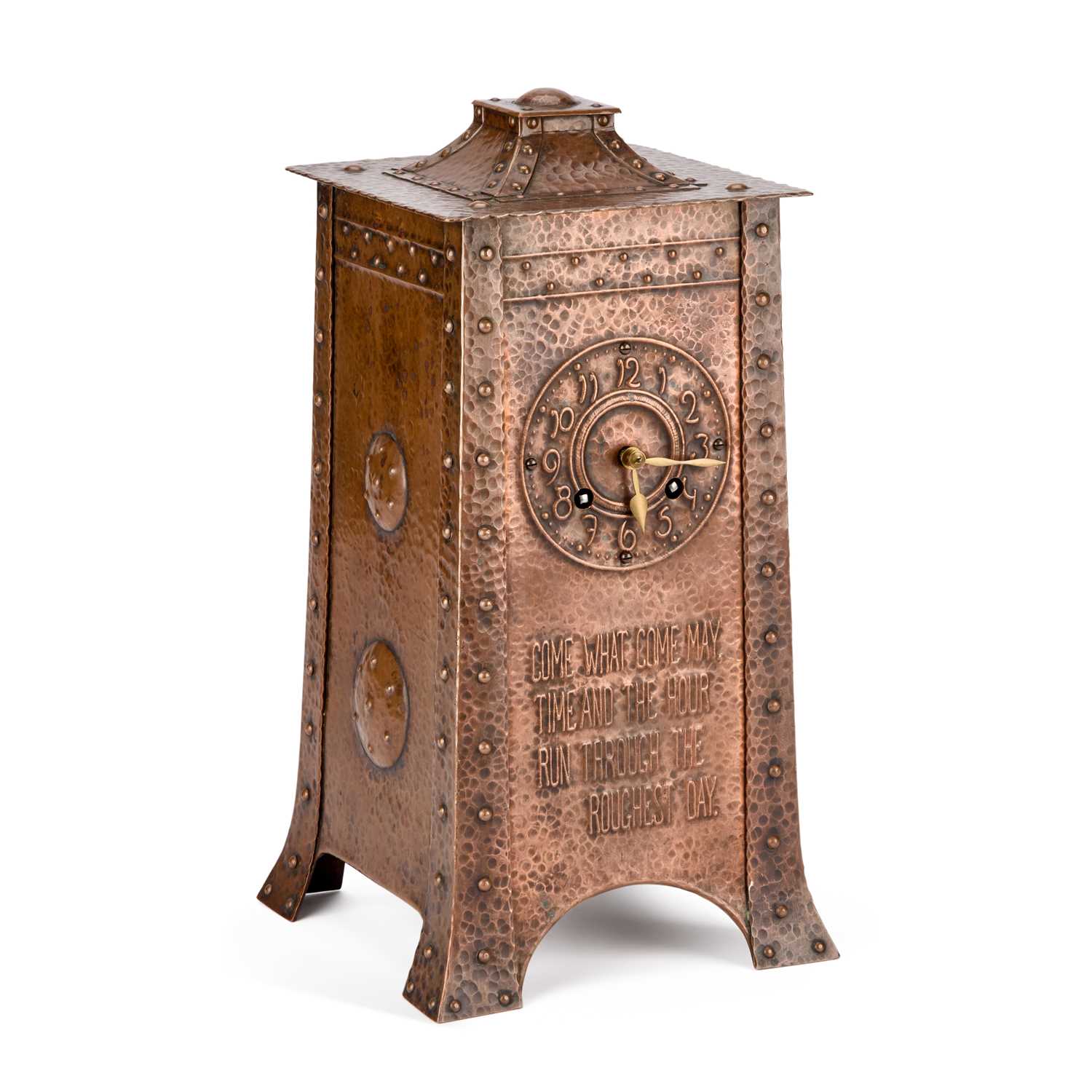 Lot AN ARTS AND CRAFTS COPPER CLOCK, C.1900