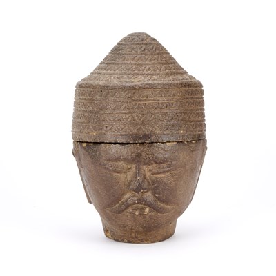 Lot A SOUTH EAST ASIAN CARVED STONE HEAD
